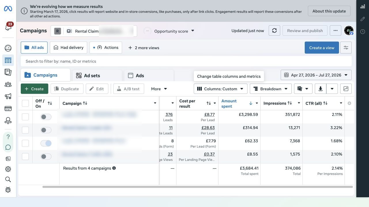 Meta Ads Manager — the compliant Form+Web lead engine