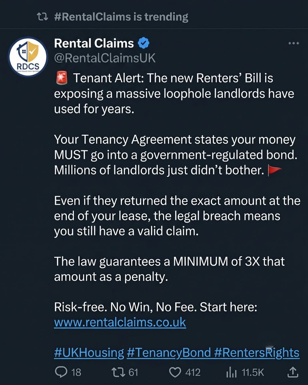 The winning “Tenant Alert” creative — 76 leads at £4.56